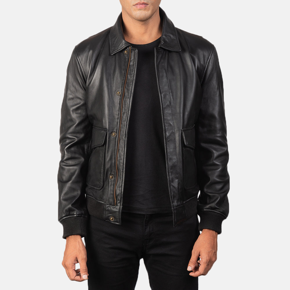 Mens black aviator jacket hotsell